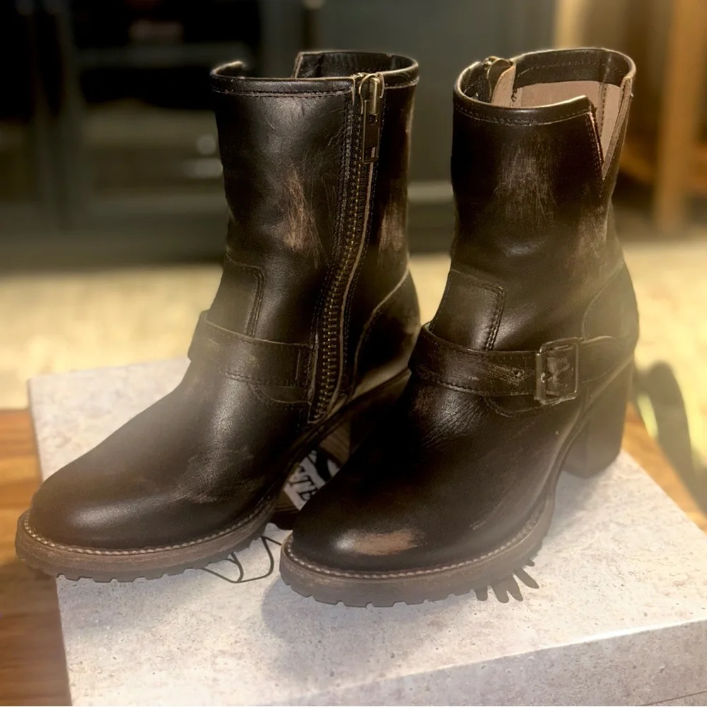Freebird by Steven “Carlito” Distressed Black Leather Moto Boots Size 7 (Black) - Picture 2 of 8